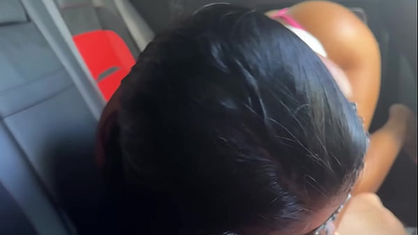 Masked brunette sucks my cock in the car and takes my huge cock in her tight pussy on my bed