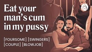 Orgy with my husband in a swinger club | Wife sharing | Lesbian creampie eating | POV