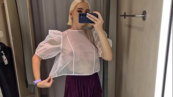 Let’s try on transparent clothes, completely see-through. In the mall. See me in the fitting room