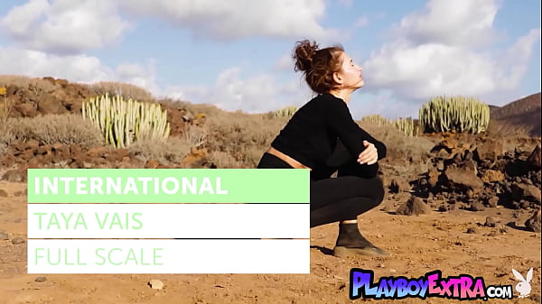 Skinny brunette Russian diva Taya Vais posed nude in the desert for Playboy