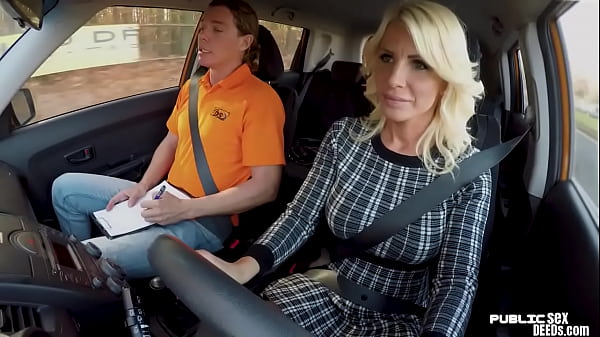 Busty cougar nailed in missionary after giving bj in car