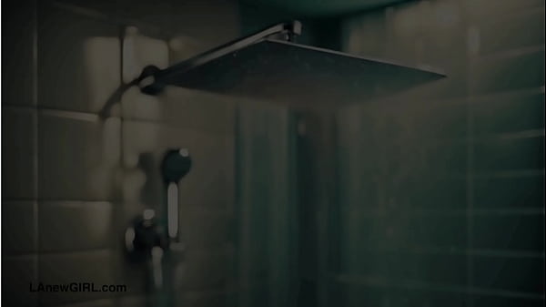 Elegant tall brunette took a shower