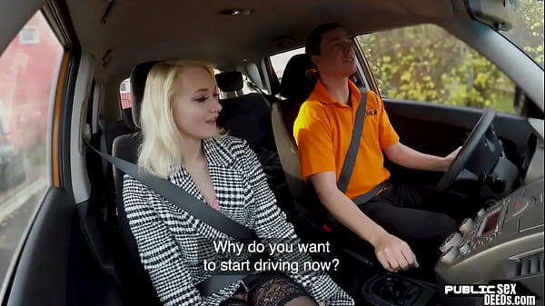 Teen in stockings enjoys public outdoor car sex by tutor