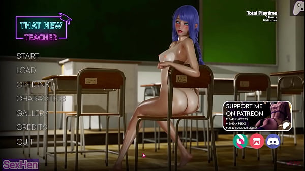 Wife hides in the couch giving me a blowjob to my erect penis while her husband watches me cum inside and make her swallow | That New Teacher | Hentai Games P2