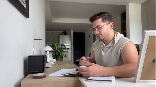 My friend fucks my ass by accident when I do homework