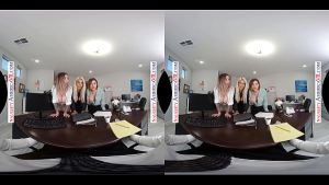Your dillydallying in the office when your sexy, busty coworkers Bridgette B., Karma Rx, and Krissy Lynn storm in for your hard cock