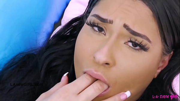 Adorable teen brunette displays her sexy body