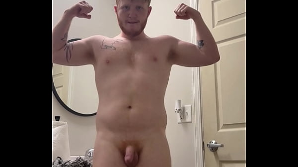Gay boy undresses after workout in the gym bathroom