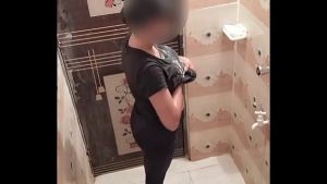 Bangladeshi Bhabi taking shower in bathroom