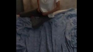 Slutty Step daughter gets naked for daddy , play with her tiny tits , Handjob him and get on his cock back ride ( Hottest video ever )