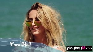 Smoking hot nude Ukranian teen blondie Cara Mell posing in the sand outdoor