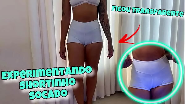 Experimentando Shortinho SOCADO – JOI – Gozando no PAU GROSSO