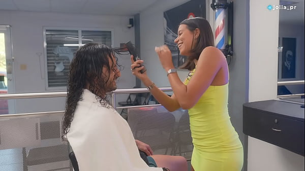 Slutty Latina stylist seduces her favorite client and fucks him during his hair cut