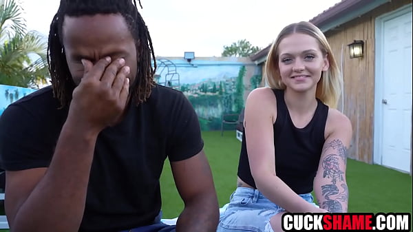 Cuckold husband watching wife taking bbc up her asshole