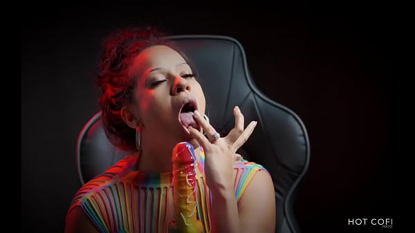 Sexy Latina sucks huge dick shaped lollipop and makes you cum with her dirty talk