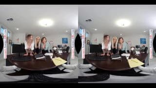 Your Dillydallying In The Office When Your Sexy, Busty Coworkers Bridgette B., Karma Rx, And Krissy Lynn Storm In For Your Hard Cock