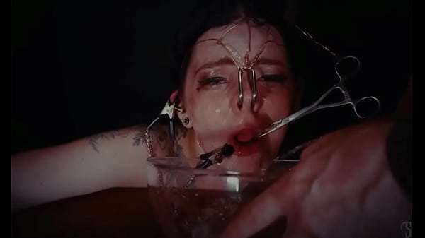 Emo bondage whore gets face tied and punished with piss