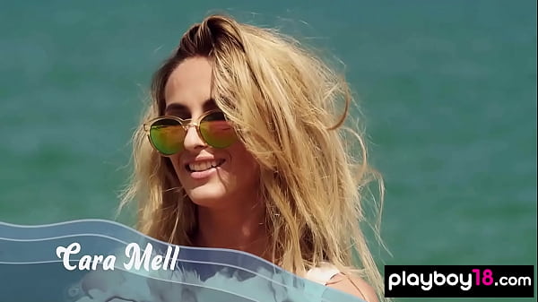 Smoking hot nude Ukranian teen blondie Cara Mell posing in the sand outdoor