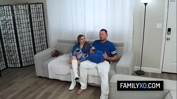 Stepdad fucks his needy stepdaughter for the Super Bowl – Aria Banks