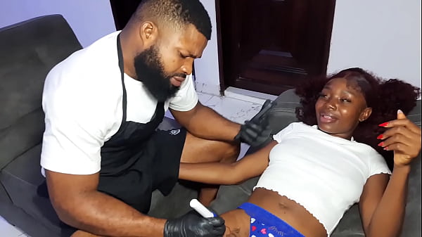 My Female Client Asked Me to Fuck Her with My Big Dick After Drawing Tattoo on Her Ass and Pussy Area