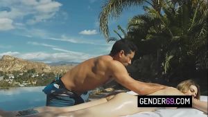 Sexy tranny milf Casey Kisses from massage to getting ass banged