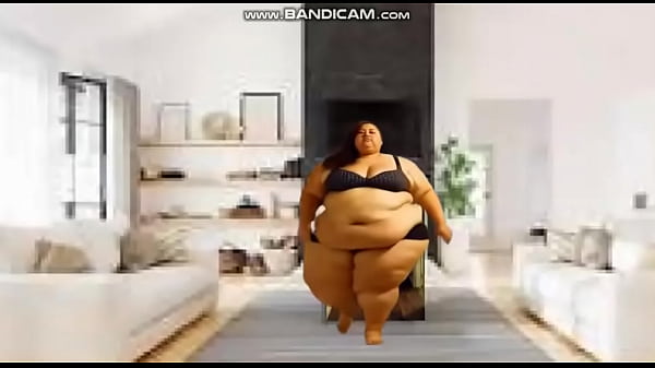 Lovely tanned short Latina SSBBW over 400# Jogs and Exercises on Beach (AI-Generated, Solo, LLot17a)