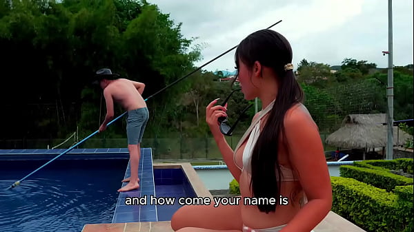 Hermosa Colombiana Caliente Daniela Andrea es Follada al Borde de la Piscina por una Enorme Verga en su Estrecho Coño Rosa!