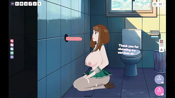 Ochako Uraraka sucks a man’s cock for money in a glory hole (Gameplay: Lust’s Cupid)