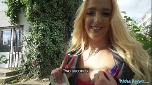 Public Agent Anna Khara in a short dress is bent over and fucked deep from behind