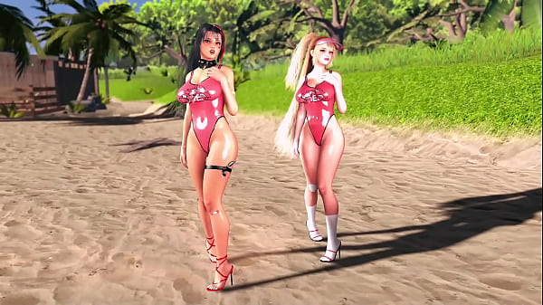 Cute lifeguards Bay and Clay dance in bodysuits on a hot summer beach