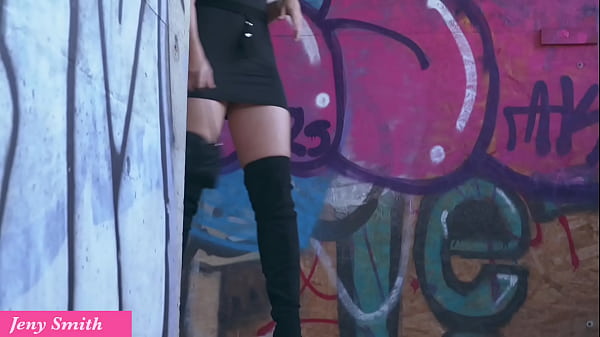 Jeny Smith teasing her butt and pussy outdoor and masturbating