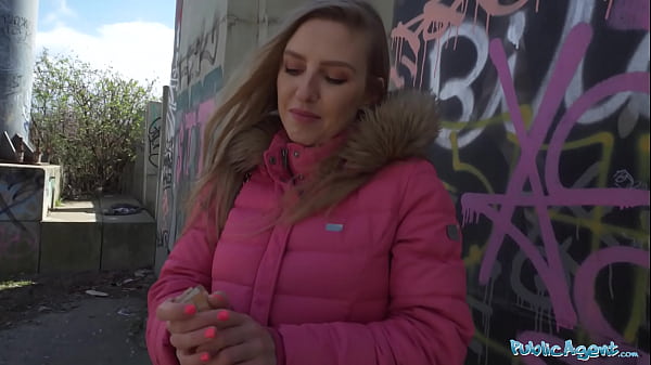 Public Agent A beautiful woman with a model looking figure gives and outdoor blowjob before fucking indoors