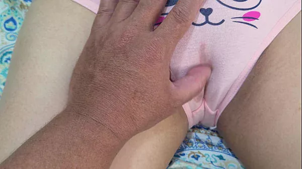 Perverted stepfather gently rubs his beautiful stepdaughter’s pussy and then fucks her until he cums