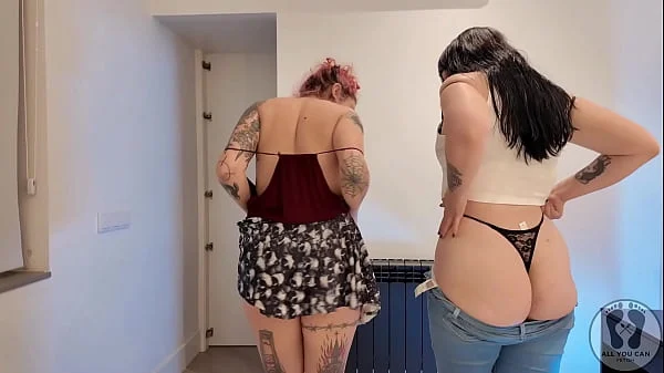 4K CHUBBY GIRLS LESBIAN ASS WORSHIP DOUBLE DILDO BJ FUCKING