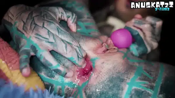 Anal Orgasm in Latex Tattooed Girl’s ATM Gape and Prolapse, Metal Toy