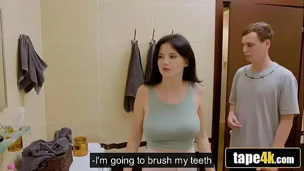 Bathroom Feud Ends With Busty Russian Stepsister Down on Her Knees