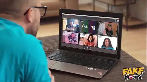 Fake Hostel – College student shamed when classmates catch him masturbating on an online class – but he then gets lucky and creampies his super hot best friend teen