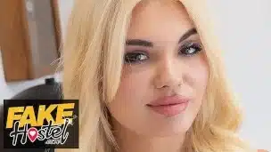 Fake Hostel – cute blonde teen with dripping wet horny pussy gets her orgasm in shared room