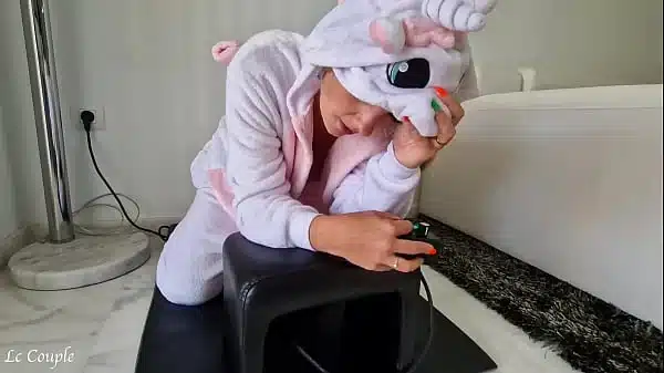 Horny MILF in Unicorn Costume Riding the Sybian
