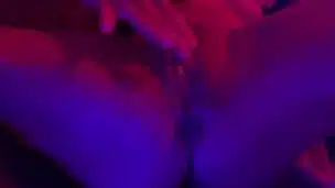 Hot Milf Lola Sky fingering pussy in neon lights