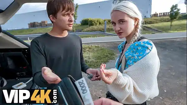 HUNT4K. Blonde babe was so sad so Hunter offered her fun and she loved to ride his big dick