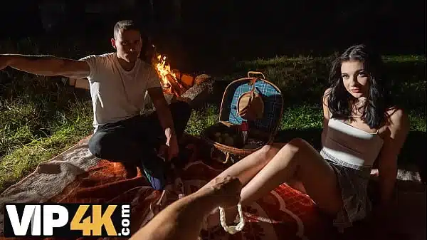 HUNT4K. Sexy skinny brunette doesn’t care about her BF and is giving a sloppy blowjob to a stranger