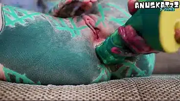 Inked Hippie’s Solo Dildo Ass play and ANAL Fuck Big Cock
