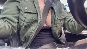 Italian Big tits milf Artemisia Love sexy driving showing tits