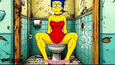 Married Housewife Gets Fucked In A Public Dirty Restroom. Cartoon. Simpsons Parody. Gloryhole