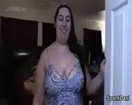 Messy movie night with curvy MILF