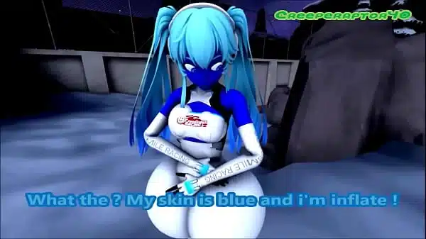 miku racing turning into a blueberry