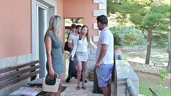 Seminar Seduction Chapter 1: Bi Beauties Shalina Devine And Dina Joy Share A Glass Dildo While Sunbathing GP3309