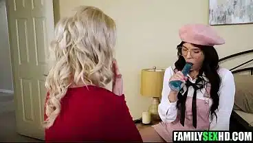 Virgin stepdaughter gets sex ed lesson from stepmom & stepdad