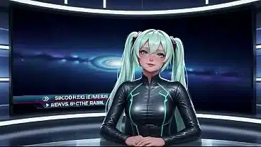 A beautiful woman with greenish-blue double ponytails was being severely exercised on the bed